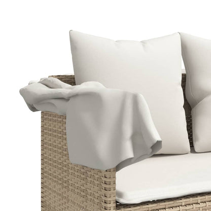 Sonnenliege mit Kissen Beige Poly Rattan