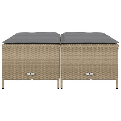 Gartenhocker mit Kissen 4 Stk. Beige Poly Rattan