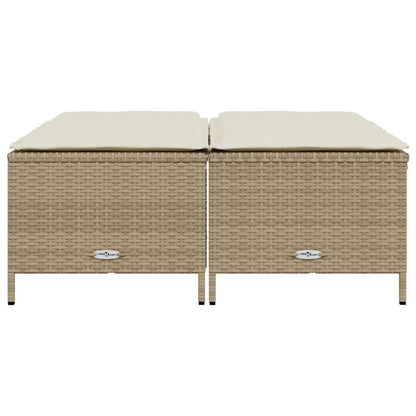 Gartenhocker mit Kissen 4 Stk. Beige Poly Rattan