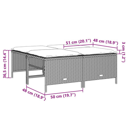 Gartenhocker mit Kissen 4 Stk. Hellgrau Poly Rattan