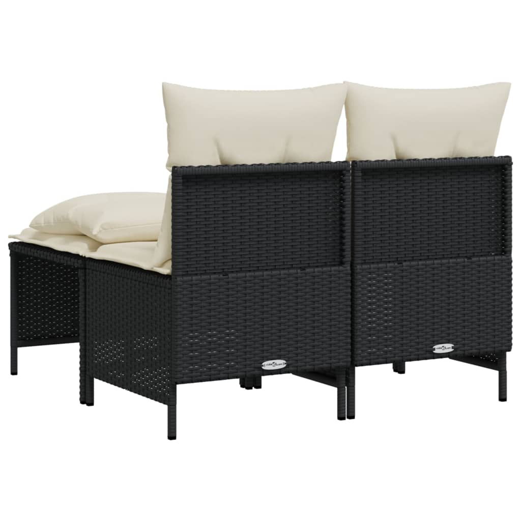 4-tlg. Garten-Sofagarnitur mit Kissen Schwarz Poly Rattan