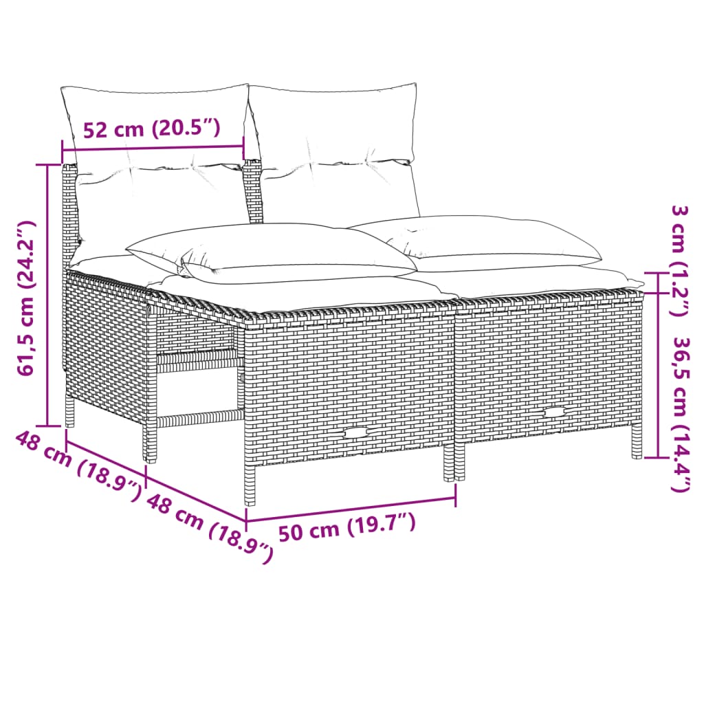 4-tlg. Garten-Sofagarnitur mit Kissen Schwarz Poly Rattan