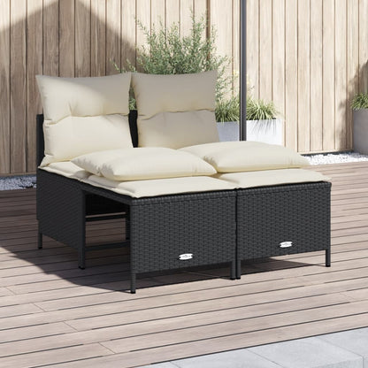 4-tlg. Garten-Sofagarnitur mit Kissen Schwarz Poly Rattan