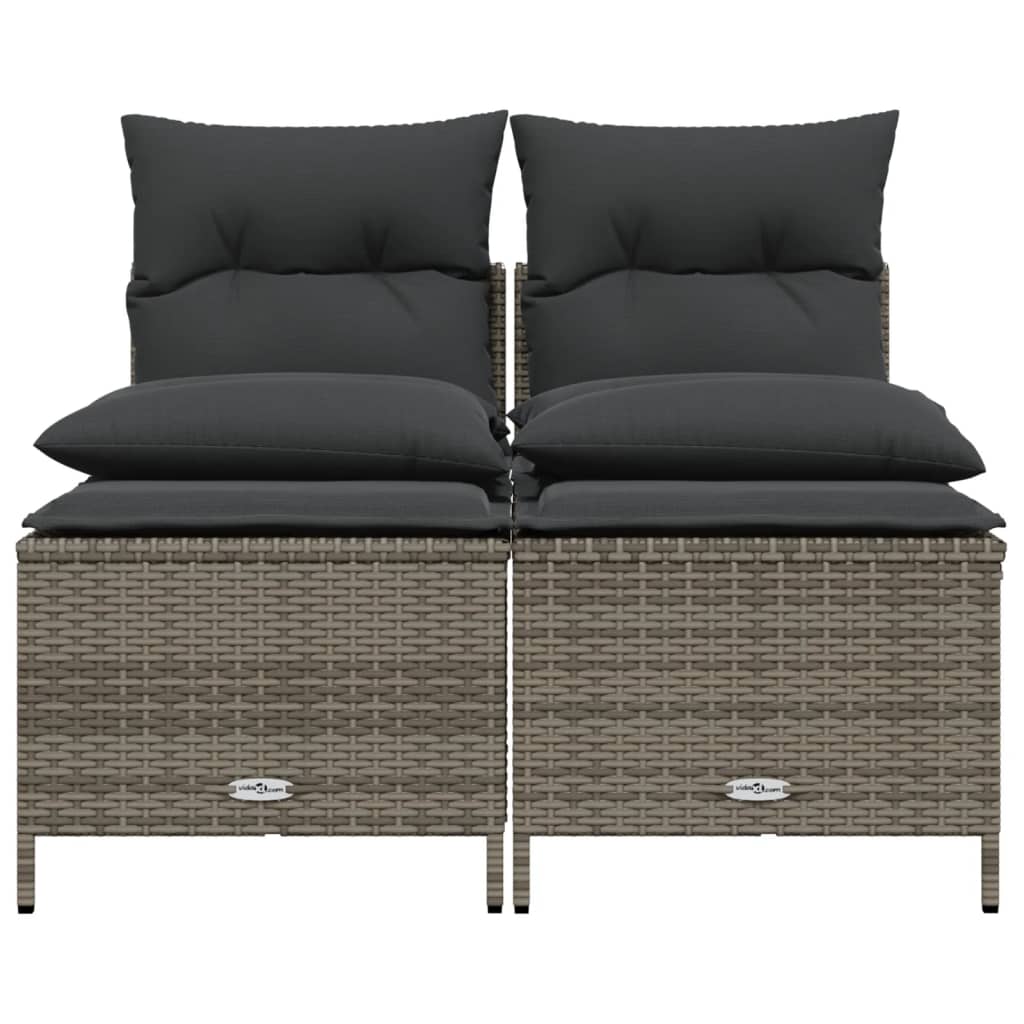 4-tlg. Garten-Sofagarnitur mit Kissen Grau Poly Rattan