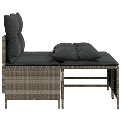 4-tlg. Garten-Sofagarnitur mit Kissen Grau Poly Rattan