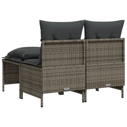 4-tlg. Garten-Sofagarnitur mit Kissen Grau Poly Rattan