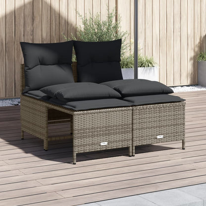 4-tlg. Garten-Sofagarnitur mit Kissen Grau Poly Rattan