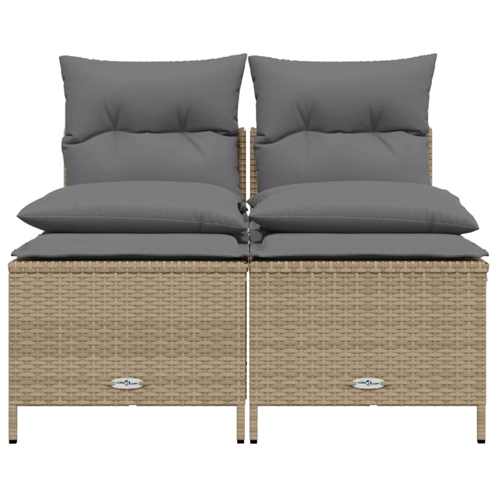 4-tlg. Garten-Sofagarnitur mit Kissen Beige Poly Rattan