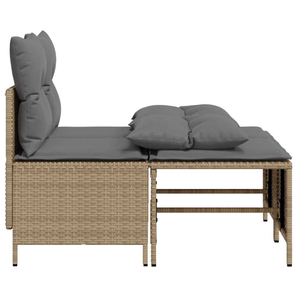 4-tlg. Garten-Sofagarnitur mit Kissen Beige Poly Rattan