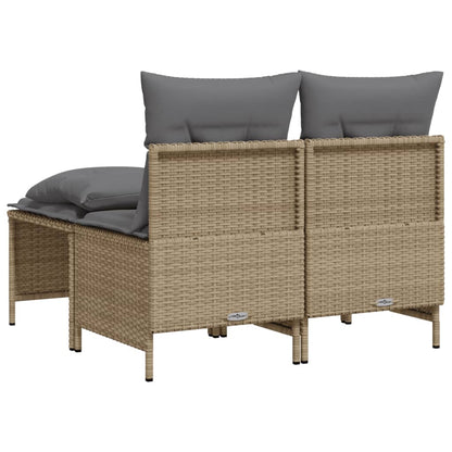 4-tlg. Garten-Sofagarnitur mit Kissen Beige Poly Rattan