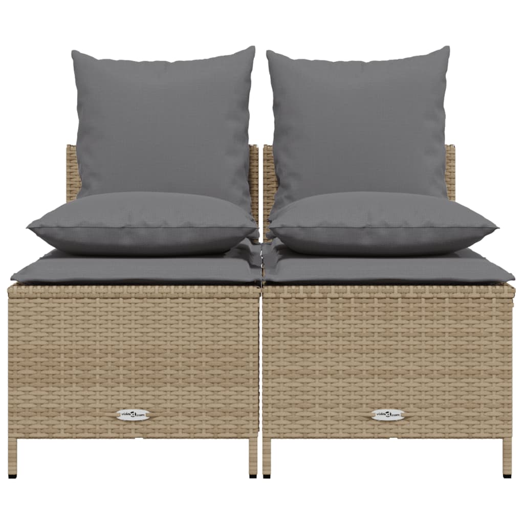 4-tlg. Garten-Sofagarnitur mit Kissen Beige Poly Rattan