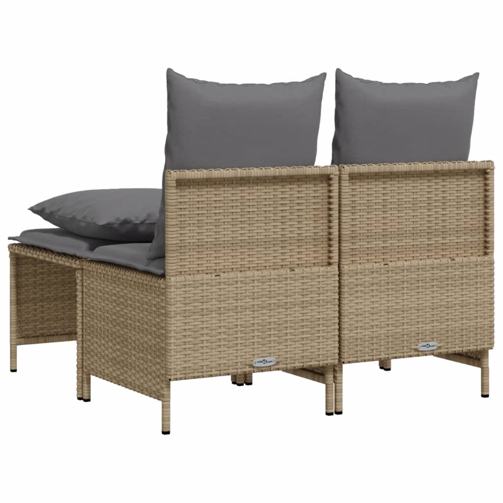 4-tlg. Garten-Sofagarnitur mit Kissen Beige Poly Rattan