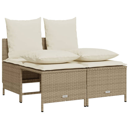 4-tlg. Garten-Sofagarnitur mit Kissen Beige Poly Rattan