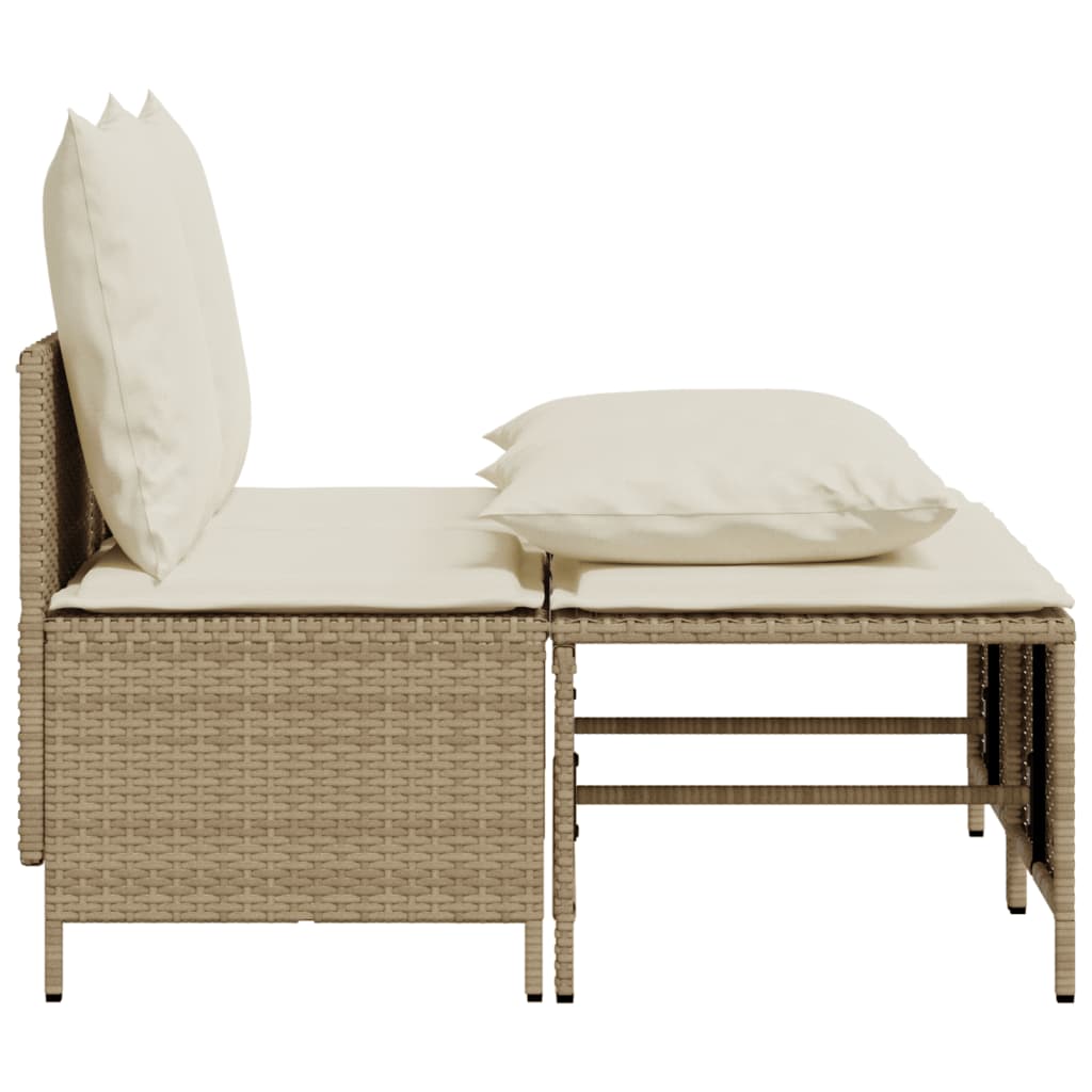 4-tlg. Garten-Sofagarnitur mit Kissen Beige Poly Rattan