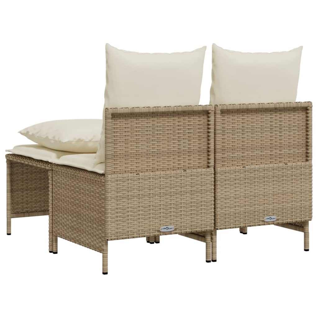 4-tlg. Garten-Sofagarnitur mit Kissen Beige Poly Rattan