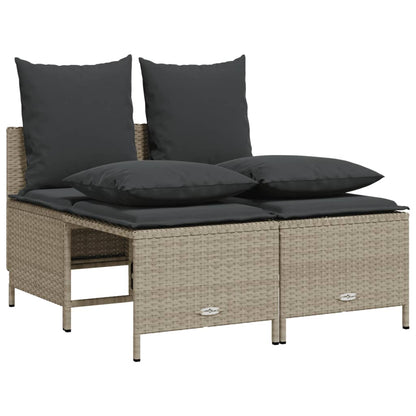 4-tlg. Garten-Sofagarnitur mit Kissen Hellgrau Poly Rattan