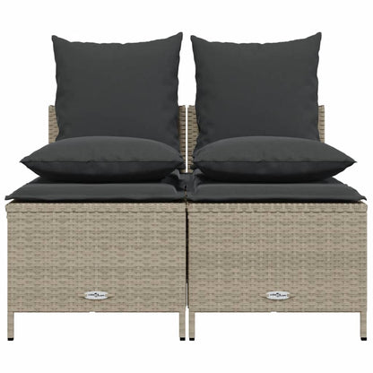 4-tlg. Garten-Sofagarnitur mit Kissen Hellgrau Poly Rattan