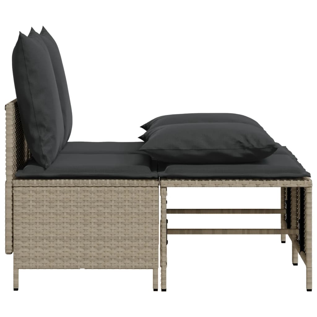 4-tlg. Garten-Sofagarnitur mit Kissen Hellgrau Poly Rattan