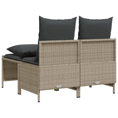 4-tlg. Garten-Sofagarnitur mit Kissen Hellgrau Poly Rattan