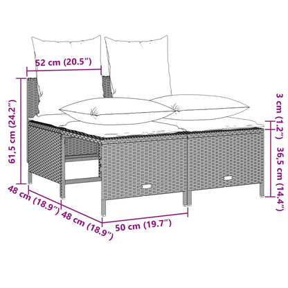 4-tlg. Garten-Sofagarnitur mit Kissen Hellgrau Poly Rattan