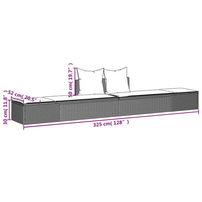 Doppel-Sonnenliege mit Kissen Grau Poly Rattan