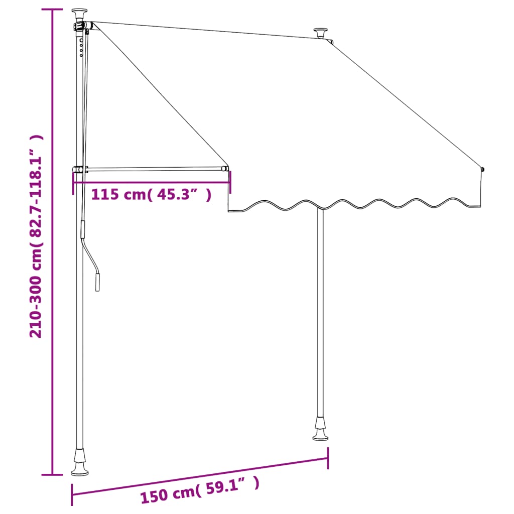 Markise Einziehbar Anthrazit 150x150 cm Stoff und Stahl