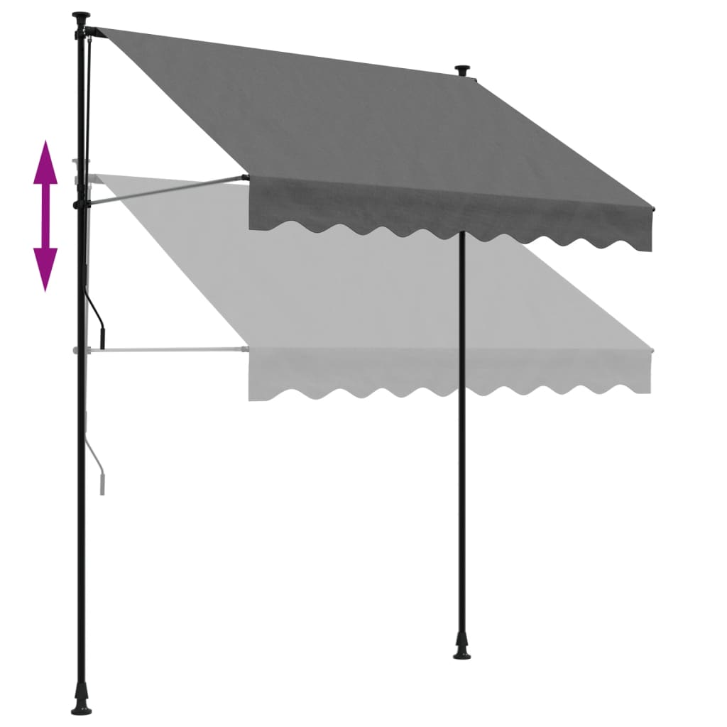 Markise Einziehbar Anthrazit 200x150 cm Stoff und Stahl