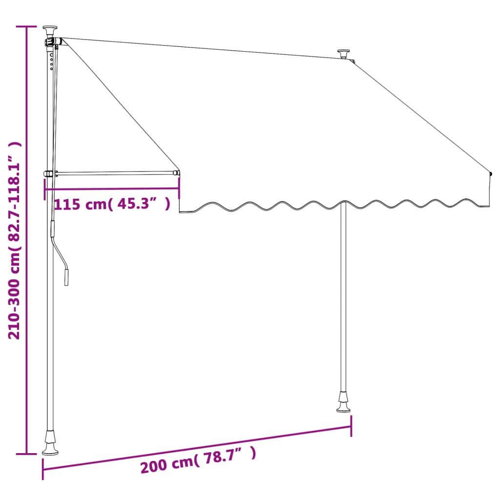 Markise Einziehbar Anthrazit 200x150 cm Stoff und Stahl