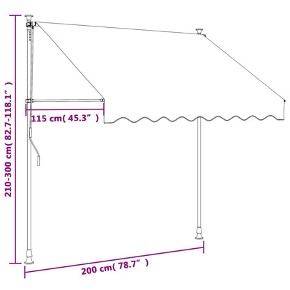 Markise Einziehbar Creme 200x150 cm Stoff und Stahl