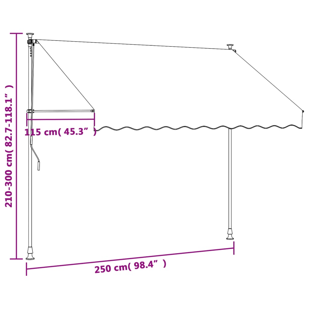 Markise Einziehbar Creme 250x150 cm Stoff und Stahl