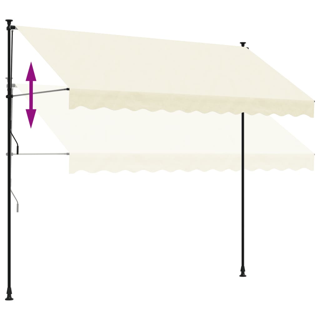 Markise Einziehbar Creme 300x150 cm Stoff und Stahl