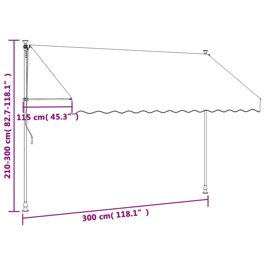 Markise Einziehbar Creme 300x150 cm Stoff und Stahl