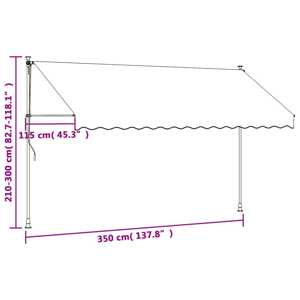 Markise Einziehbar Creme 350x150 cm Stoff und Stahl