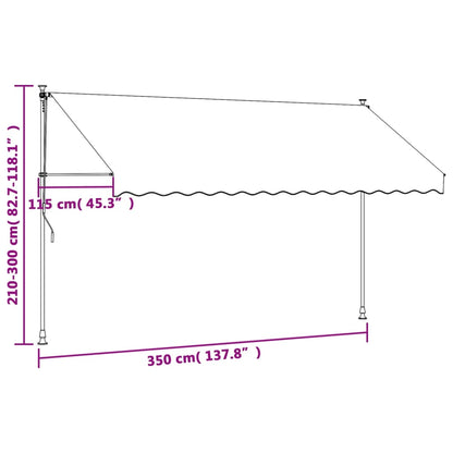 Markise Einziehbar Creme 350x150 cm Stoff und Stahl