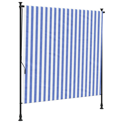 Außenrollo Blau und Weiß 200x270 cm Stoff und Stahl