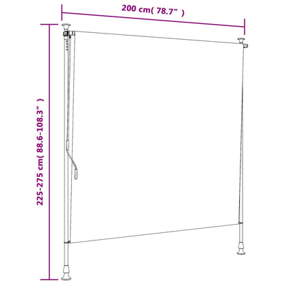 Außenrollo Blau und Weiß 200x270 cm Stoff und Stahl