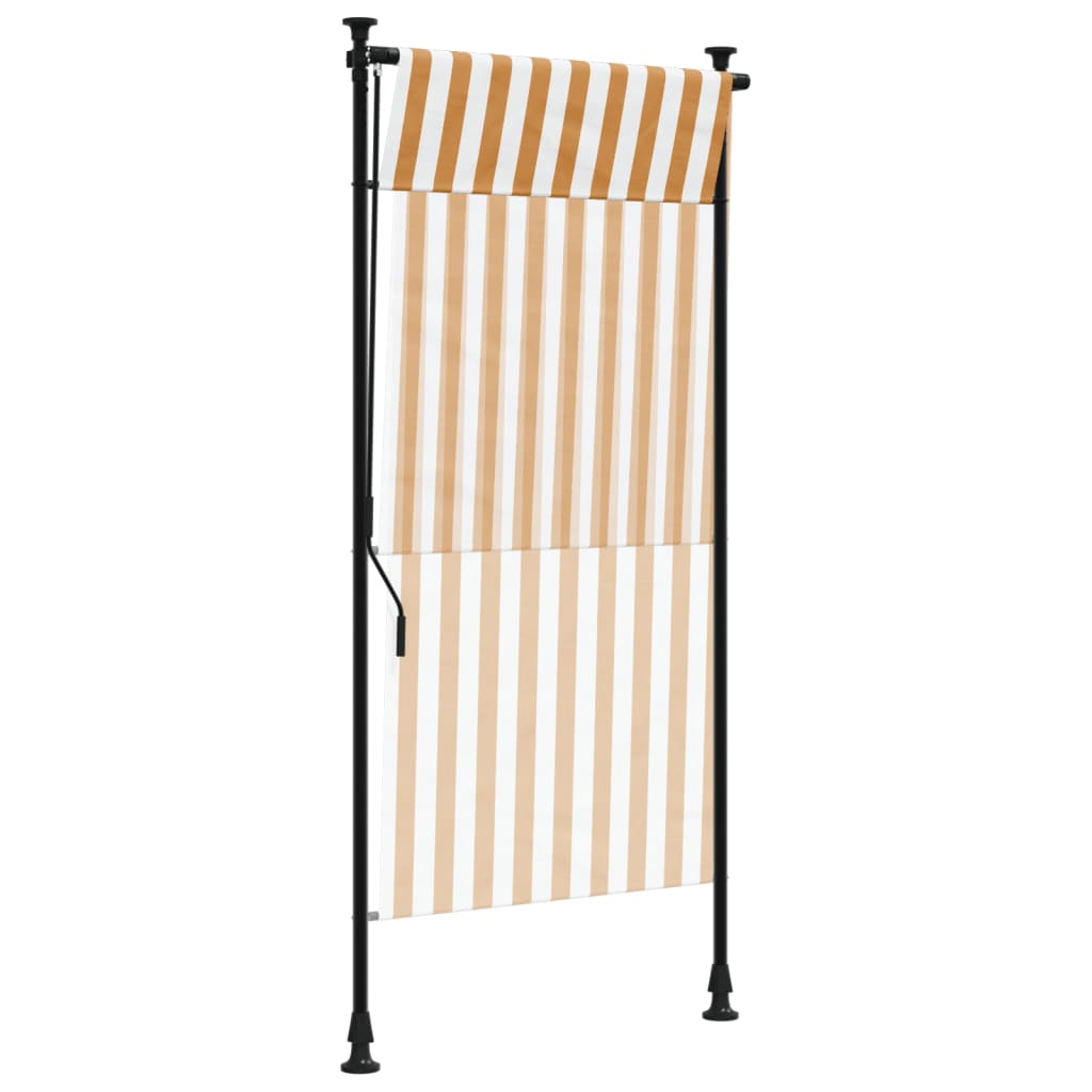 Außenrollo Orange und Weiß 100x270 cm Stoff und Stahl