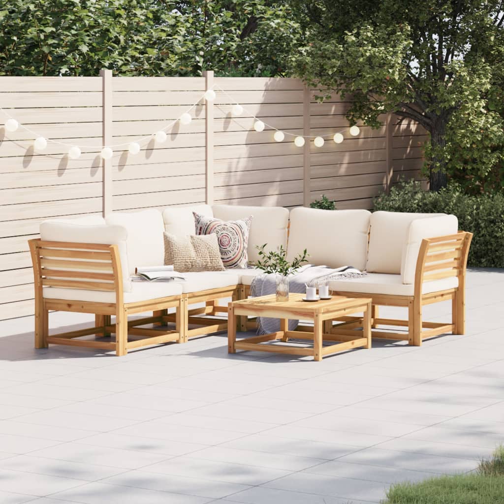 6-tlg. Garten-Lounge-Set mit Kissen Massivholz Akazie