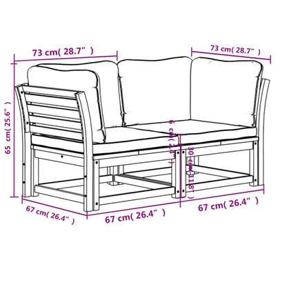 Gartensofa mit Kissen 2-Sitzer Massivholz Akazie