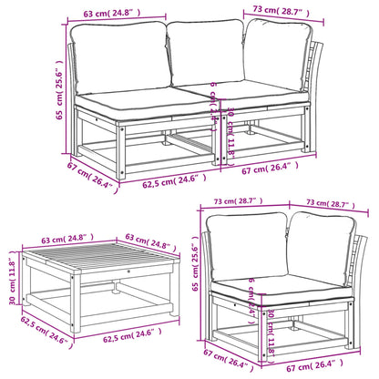 6-tlg. Garten-Lounge-Set mit Kissen Massivholz Akazie