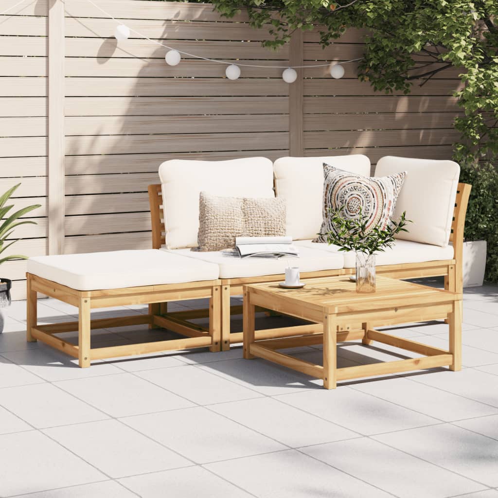 3-tlg. Garten-Lounge-Set mit Kissen Massivholz Akazie