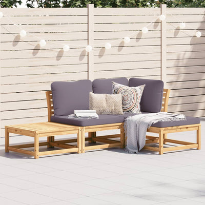 4-tlg. Garten-Lounge-Set mit Kissen Massivholz Akazie