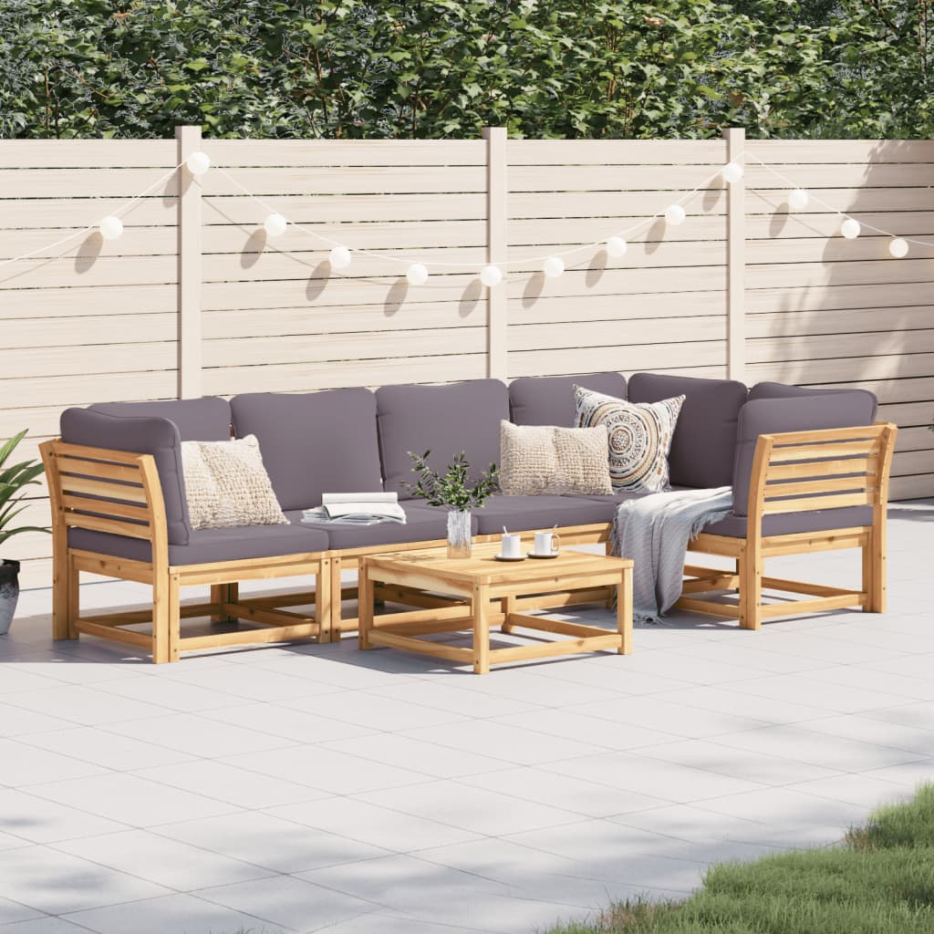 6-tlg. Garten-Lounge-Set mit Kissen Massivholz Akazie