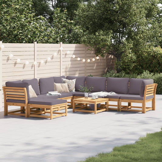 9-tlg. Garten-Lounge-Set mit Kissen Massivholz Akazie