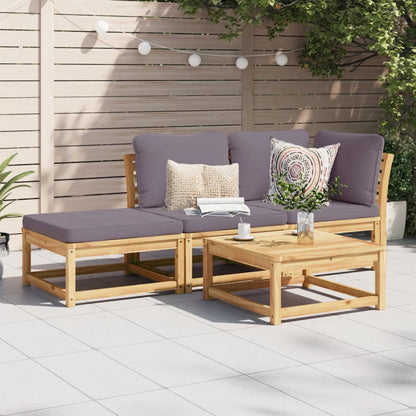 3-tlg. Garten-Lounge-Set mit Kissen Massivholz Akazie