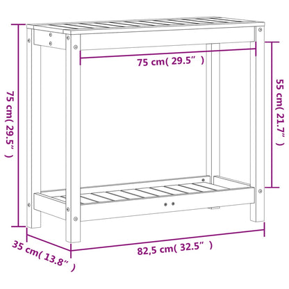 Pflanztisch mit Ablage Weiß 82,5x35x75 cm Massivholz Kiefer