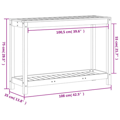 Pflanztisch mit Ablage 108x35x75 cm Massivholz Kiefer