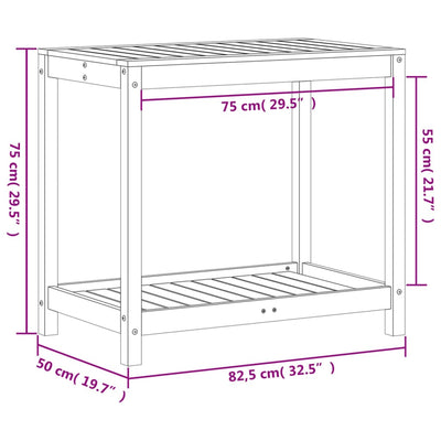 Pflanztisch mit Ablage 82,5x50x75 cm Massivholz Douglasie