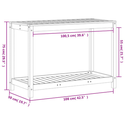 Pflanztisch mit Ablage 108x50x75 cm Massivholz Kiefer