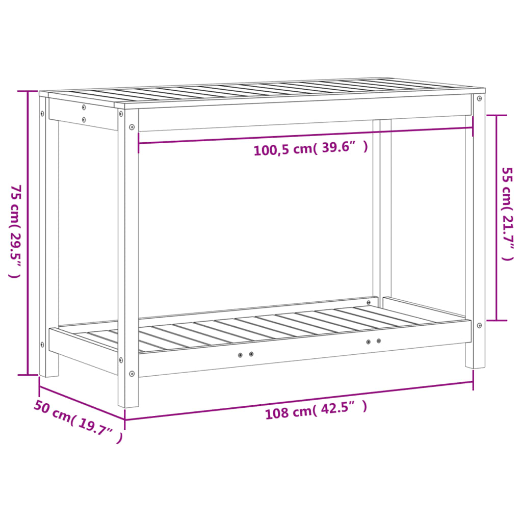 Pflanztisch mit Ablage 108x50x75 cm Imprägniertes Kiefernholz